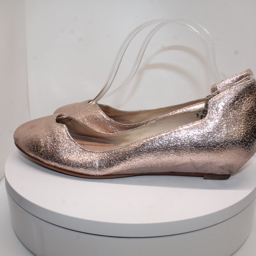 Matt Bernson Womens 10M Izabel Gold Flats Hidden Wedge Nubuck Leather Slip On - Picture 5 of 13